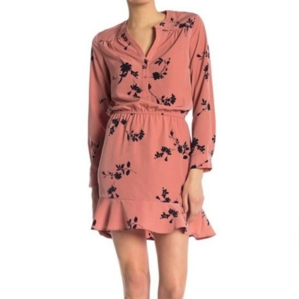 Joie‎ Cameo Pink Acey Floral Long Sleeve Dress Size Medium
